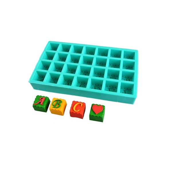 Form silicone cubes with letters