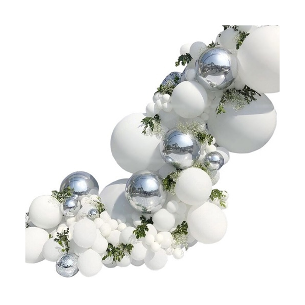 Garland balloons white and silver 100 pcs