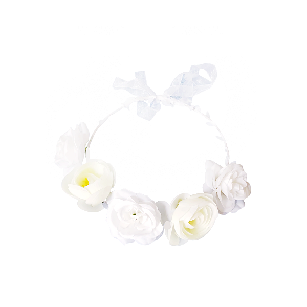 Stirnband - Kranz mit großen weißen Rosen